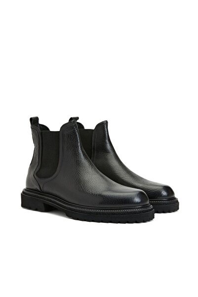 Dıvarese Siyah Erkek Deri Bot