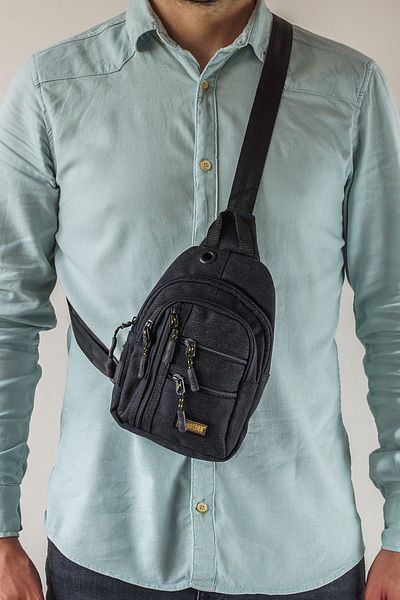 SEVENTEEN Canvas Small Size Crossbody Backpack and Shoulder Bag Black 4924