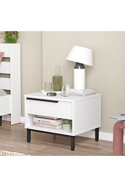 Yurudesign Ocean Komodin Çekmeceli Metal Ayaklı Beyaz ON14-W