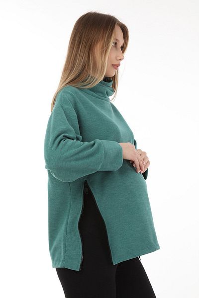 Luvmabelly Myra4281 Zippered Maternity Sweatshirt - green