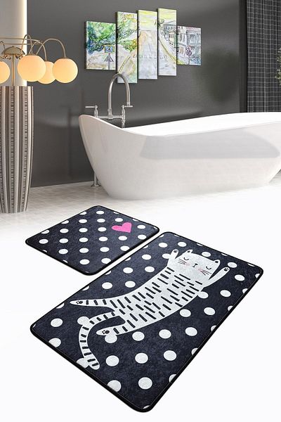 Chilai Home Set de 2 covorașe de baie cu pisici cu pete