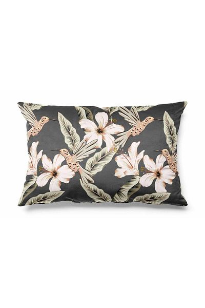 Pilloveland Husă de pernă din piele intoarsa cu model de hibiscus afumat