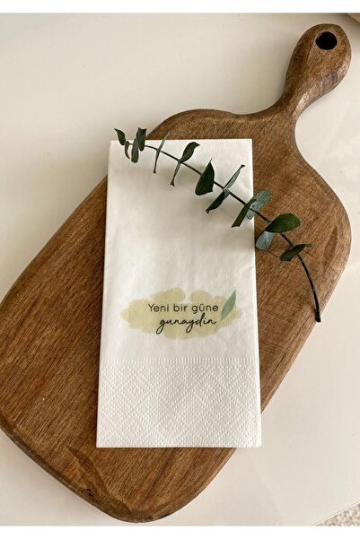 busrasdesign منديل العرض المزخرف "يوم جديد صباح الخير" مكون من 16 قطعة