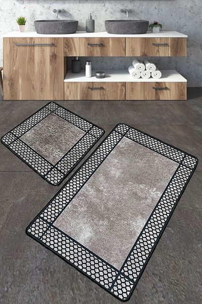 Chilai Home Beja Bathroom Rug Set of 2 Bathroom Rug Mat Washable Non-Slip Djtbanyo