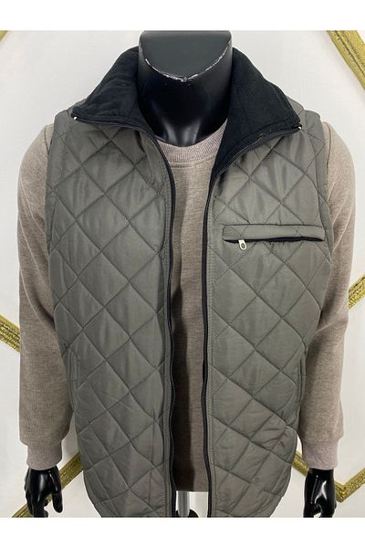Sadık Collection Πράσινο καπιτονέ γιλέκο - Ανδρικό, Classic, Fleece, 1347