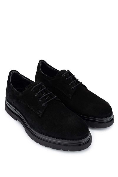 Tamer Tanca Genuine Leather Black Suede Men's Casual Shoes
