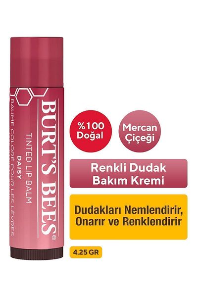 Burts Bees Colored Lip Care Cream Coral Flower - Tinted Lip Balm Daisy 4,25 Gr