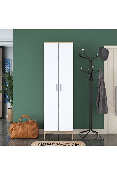 Rani Mobilya Rani Ea116 Ayakkabılık Portmanto 7 Raflı Çok Amaçlı Dolap Sepet Ceviz - Beyaz