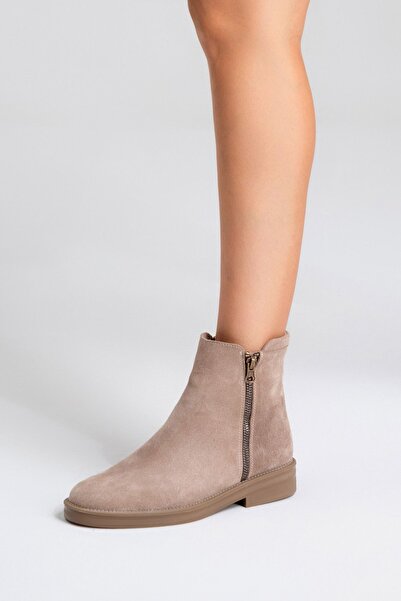Zeynep Sıradağlı Harben Deri Kadın Bot Vizon Süet