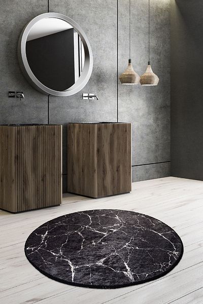 Chilai Home Μάρμαρο Διάμετρος 100 cm Μοκέτα Μπάνιου Djth
