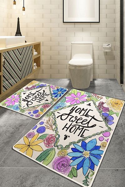 Chilai Home Σετ χαλιών μπάνιου Topiary 2 τεμαχίων Σετ καθίσματος τουαλέτας με αντιολισθητική βάση