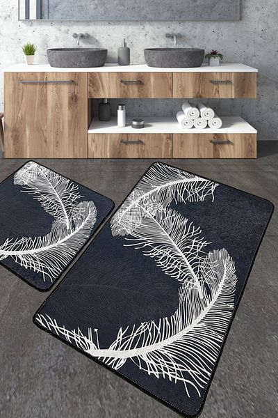 Chilai Home Alisan Bathroom Rug Set of 2 Washable Non-Slip