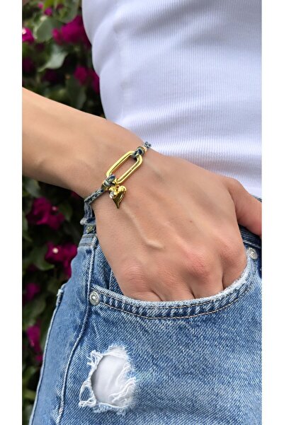 jewine studio Kalp Detaylı İp Bileklik