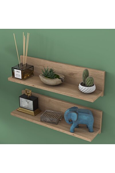 Rani Mobilya Kahverengi Rani E16 Dekoratif 2 Li Duvar Rafı Sepet Ceviz 2 Yıl 60 cm 13 cm Suntalam