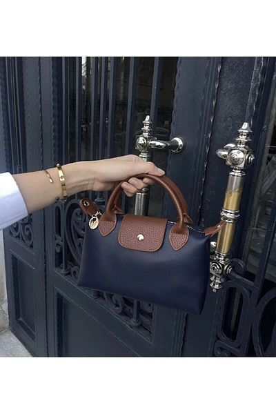 Mercan Stores Women's Navy Blue Mini Zipper and Snap Closure Hand and Shoulder Bag