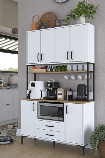 Rani Mobilya Rani Je169 Çok Amaçlı Dolap 2 Çekmeceli 6 Kapaklı Kiler Mutfak D...