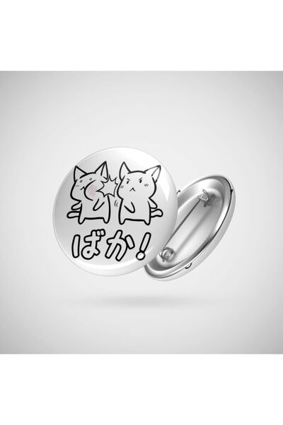 Genel Markalar Metal Kawaii Neko Baka Anime Sticker Rozet