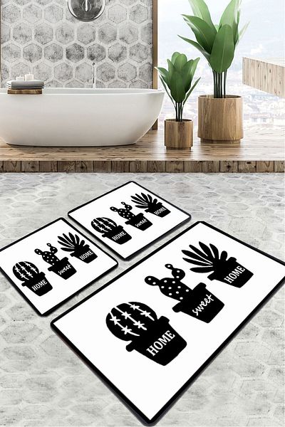 Chilai Home Σετ χαλιών μπάνιου Cereus με 3 αντιολισθητικές βάσεις τουαλέτας