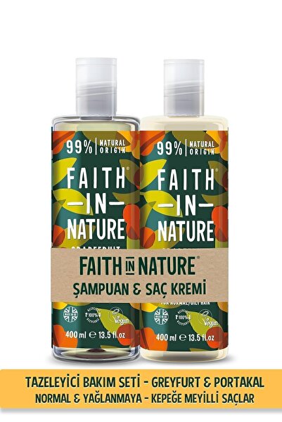 Faith In Nature %99 Doğal Tazeleyici Şampuan&Saç Kremi Greyfurt&Portakal