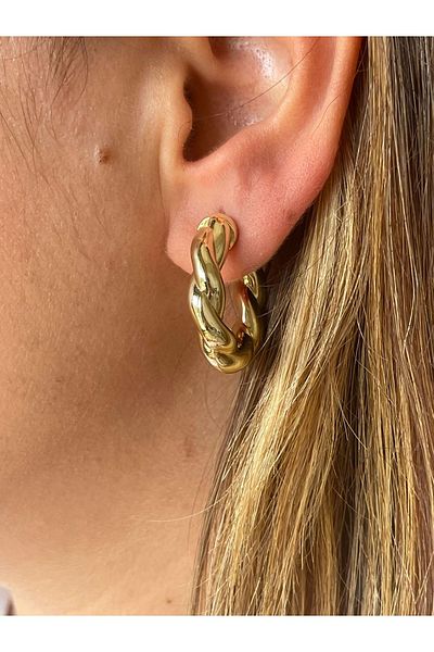Sens Steel Gold twirl earrings