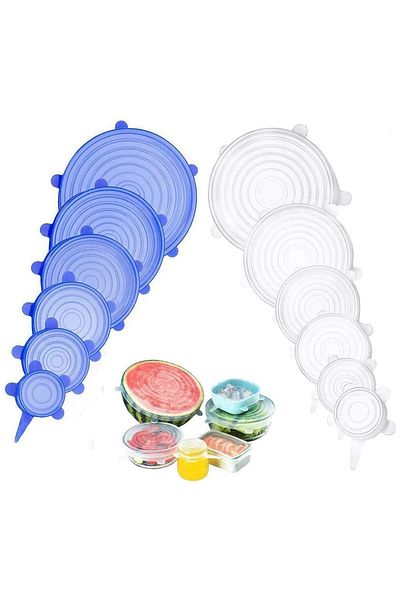 COZY SENSE 6 Pieces Silicone Lid Refrigerator Pan Cookware Storage Container Freshness Preserving Lid