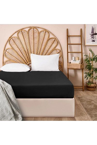 Evidea Black Soft Double Flat Edge Bed Sheet - 260X270 cm
