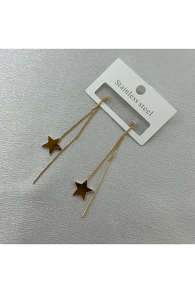 Lavienta Dangle Star Interlocking Steel Earrings