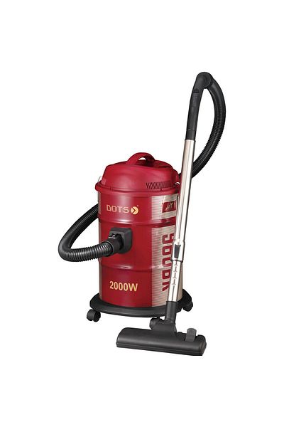 DOTS Drum Type Vacuum Cleaner, 21 Liter Capacity - 2000 Watt - Red