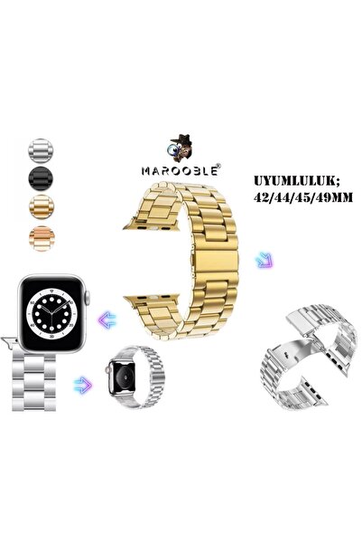Marooble Apple İçin Paslanmaz Çelik Watch serisi 9/8/7/SE/6/5/Ultra/ultra2 Tü...