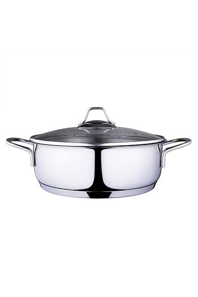 Serenk Modernistischer 2,4 Liter gekämmter Topf aus Edelstahl 24 cm