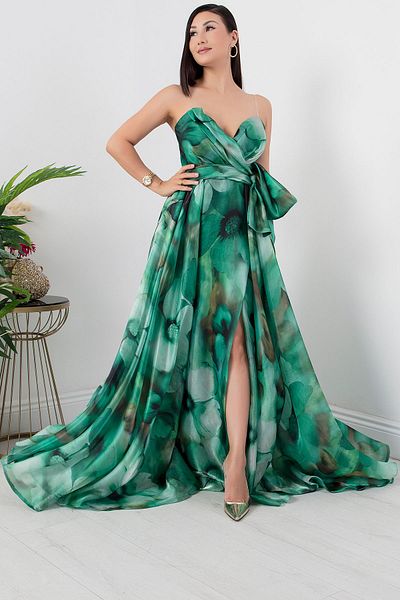 PULLIMM Rochie digitală din organza fără bretele - SB7223-1