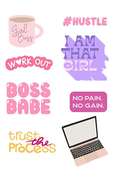 ANSHA CRAFTS Girl Boss Sticker Seti Bullet Journal - Ajanda - Planner - Defte...