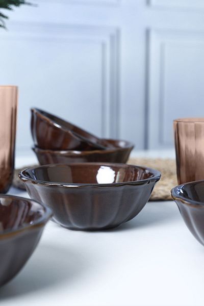 Keramika Μπολ Luster Brown Sirius 14 cm 6 τεμάχια Q22