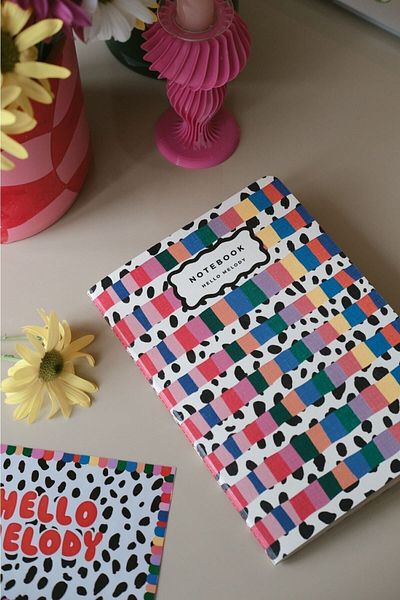 Hello Melody Design RAINBOW" Notebook from Hello Melody Stationery Collection - 90 gr Ivory Paper - 15x24 cm