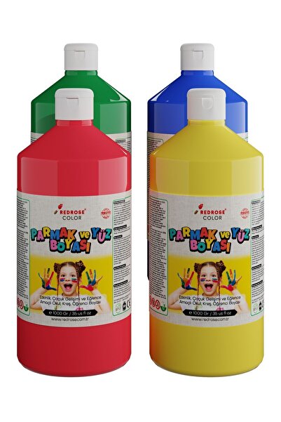Red Rose Ana Renkler Parmak Boyası 4'lü Set 4x1000gr, Yıkanabilir, Toksik İçe...