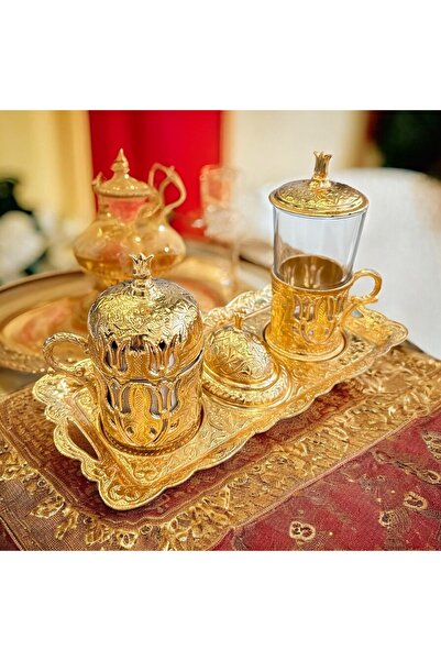 CHANCE GİFT Tulip Patterned Full Set Coffee Presentation Set - Gift Groom Cup Set for Lover Mother