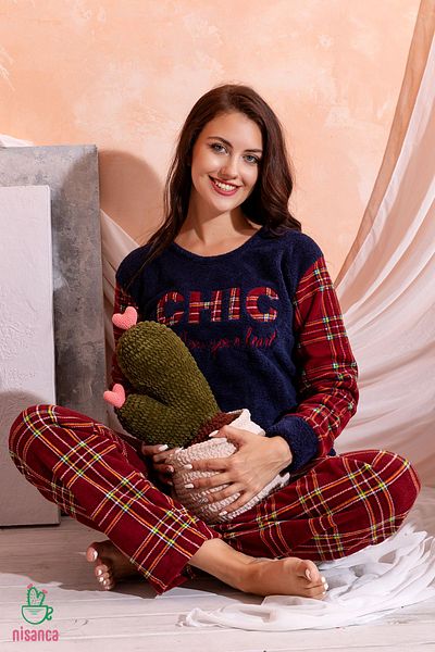 nisaNCa Зимен комплект дамски поларени пижами Welsoft - новогодишна пижама