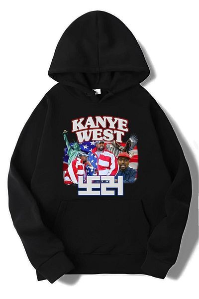 BRZ COLLECTION Унисекс голям суичър с качулка Kanye West