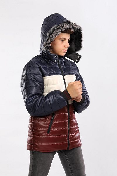 Go Veform Claret Red Children's Coat - Rain Color, Fur, Windproof, Hooded Avm147