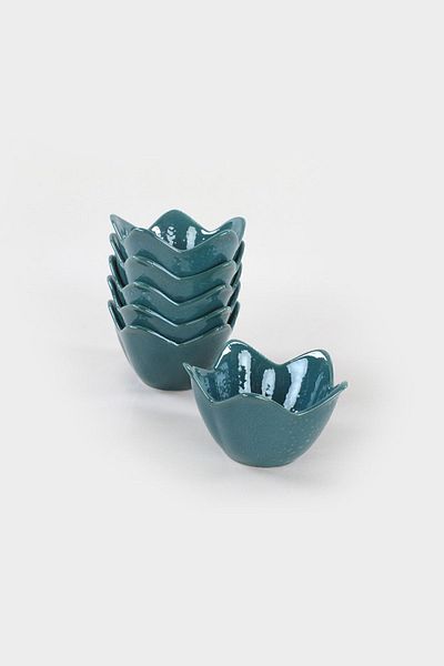Keramika Green Luster Artistic Lily Snack Bowl / Μπολ Σάλτσας 12 cm 6 Τεμάχια