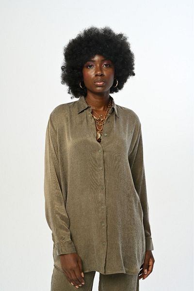 Orfeo Negro قميص نسائي بلون سادة كبير الحجم