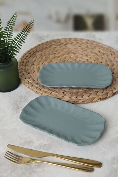 Keramika Yeşil Sirius Kayık Tabak 23 cm 2 Adet 326
