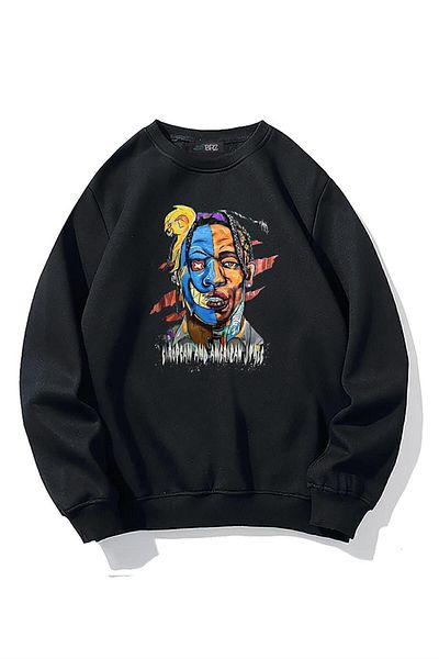 BRZ COLLECTION Φούτερ Unisex Oversize Joker με δύο πρόσωπα και Travis Scott