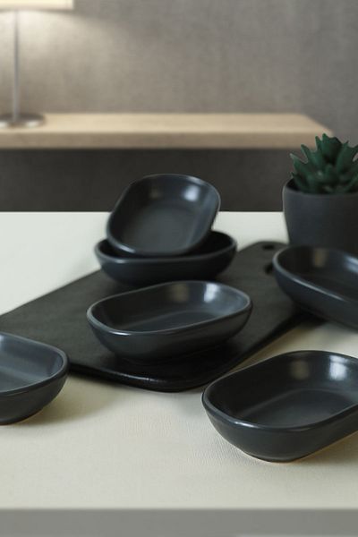 Keramika Matte Dark Gray Noyan Snack Bowl 11 Cm 6 Pieces 627