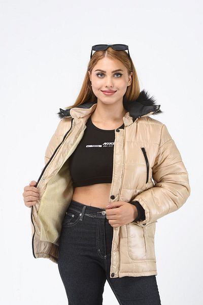 Go Veform Beige Children's Coat - Furry, Rain and Windproof, Hooded Avm152