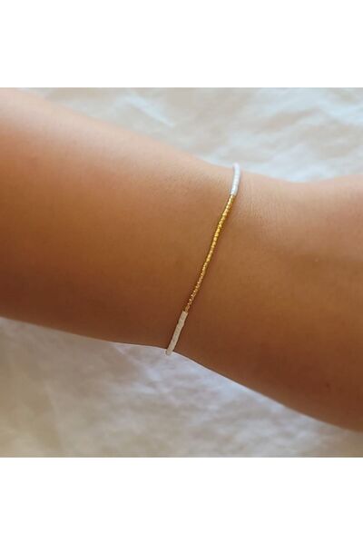 Huayen Atelier Miyuki Beyaz Gold Zarif Bileklik