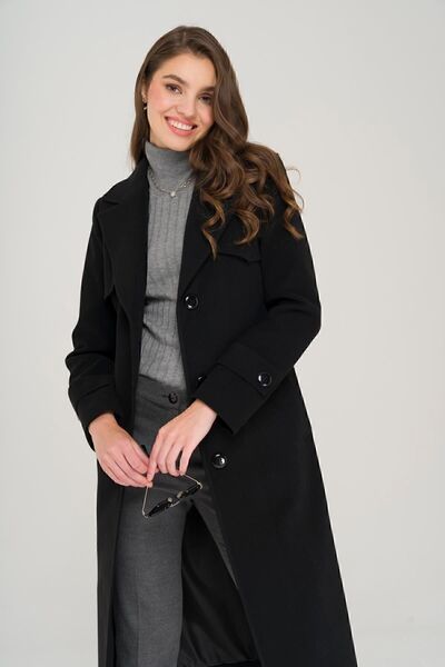 Olcay Kabát s kapucí a zapínáním na knoflíky ČERNÝ 3906