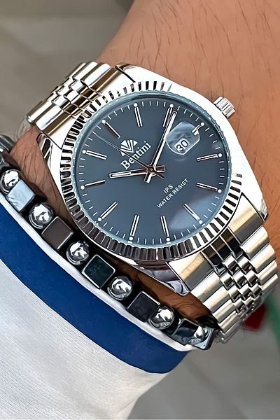 Bentini Bentini Calendared Steel Men's Wristwatch Night Gorus Phosphorized+Wristband