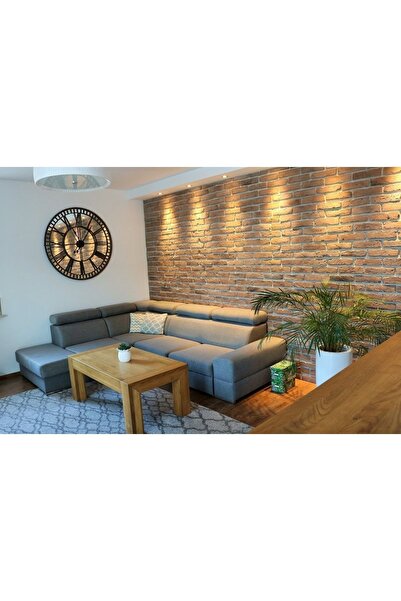 EYKA STORE Rustik Tarz Dekoratif Şık Duvar Saati Gümüş - Siyah Işleme 40 - 50...