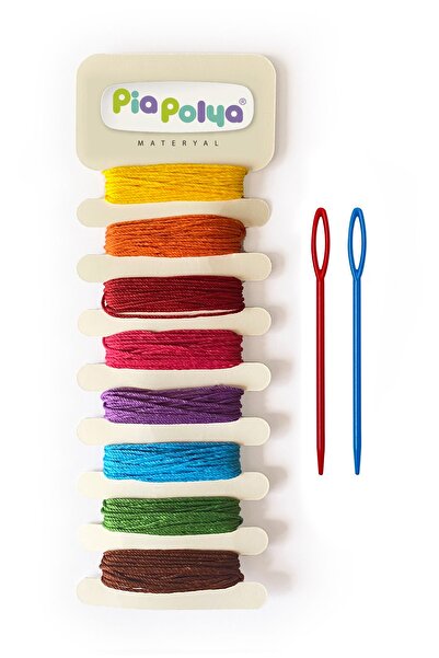 piapolya Çocuklar Için 2 Adet Plastik Iğne Ve 8 Renk Ipleri | Parmak Gelişimi | Etkinlik | Okul Öncesi